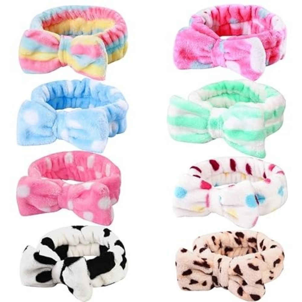 8 Pack Spa Headband, Coral Fleece Makeup Headband Cosmetic Headband for Washing